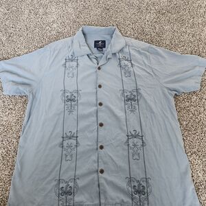 Caribbean Joe Light Blue Embroidered Shirt